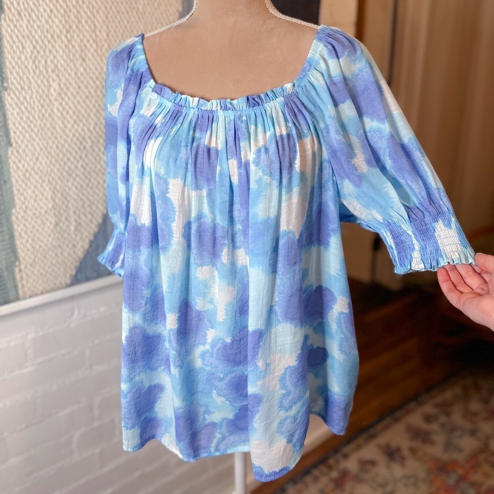 Zac & Rachel Woman Blue Tie Dye Flowy Blouse